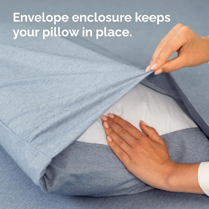 King Standard Pillow Cases Set of 4 - Soft Hotel Quality Pillowcase Covers - Comfy Bedding for Women, Men, Kids & Teens - Machine Washable Pillow Protectors - 4 Piece - King Standard Heathered Blue