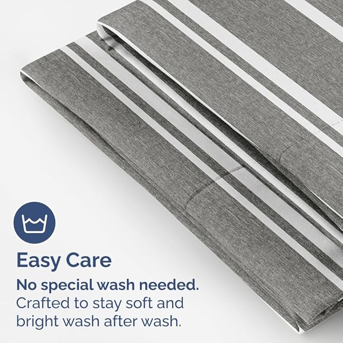 King Standard Pillow Cases Set of 4 - Soft Hotel Quality Pillowcase Covers - Comfy Bedding for Women, Men, Kids & Teens - Machine Washable Pillow Protectors - 4 Piece Set - King Standard Grey Stripes