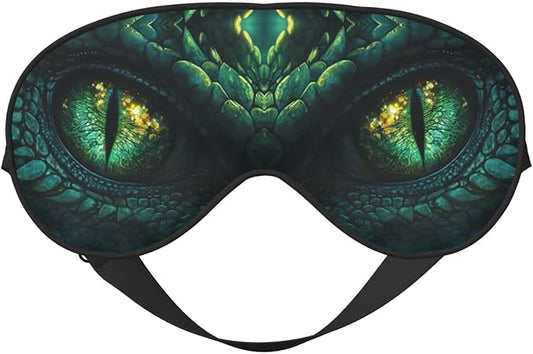Abstract Green Dinosaur Eyes Sleep Mask Eye Mask with Adjustable Strap Eye Sleep Shade Cover Blocks Light for Women Men Airplane Travel Nap