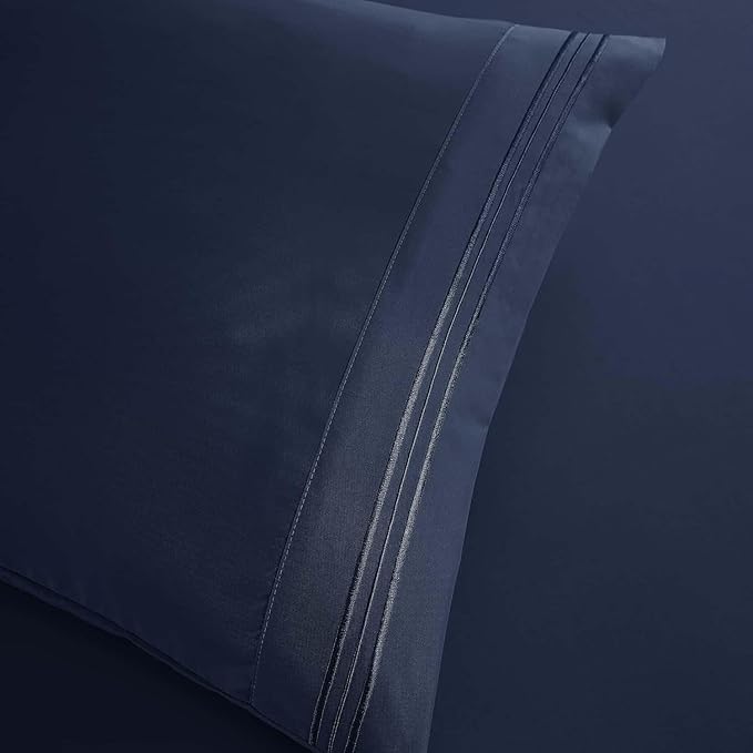 Clara Clark Twin Sheets, 5 Piece Set - Hotel Luxury Sheets for Twin Size Bed, Super Soft Bedding Set, Twin Size, Navy Blue