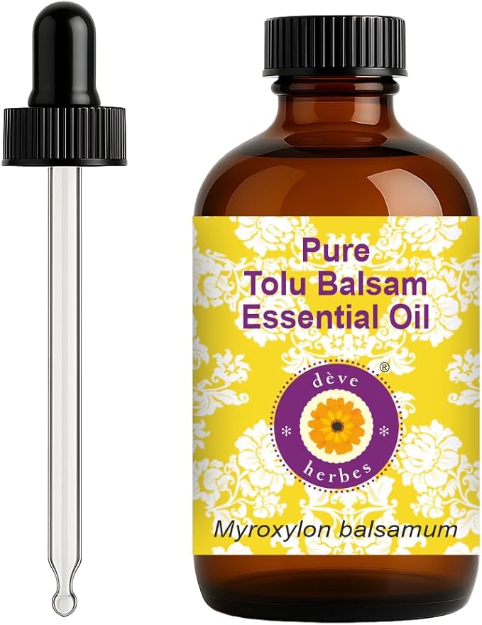 dève herbes Tolu Balsam Essential Oil (Myroxylon balsamum) with Glass Dropper |Pure | Viscous Texture | Unisex | All Skin Types | External Use | Natural Extract Steam Distilled 120ml (4 oz)