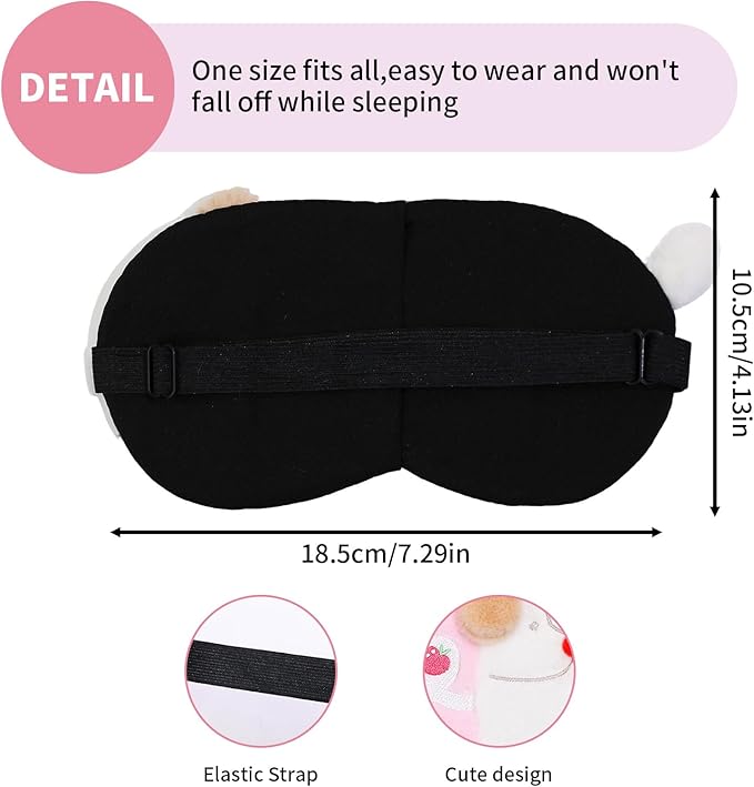 PERFECTSIGHT Sleep Eye Masks, Cute Sleep Eye Cover Lightweight Adjustable Eyeshade Mask Cover for Women Men Sleep Travel Nap, Strawberry Dachshund