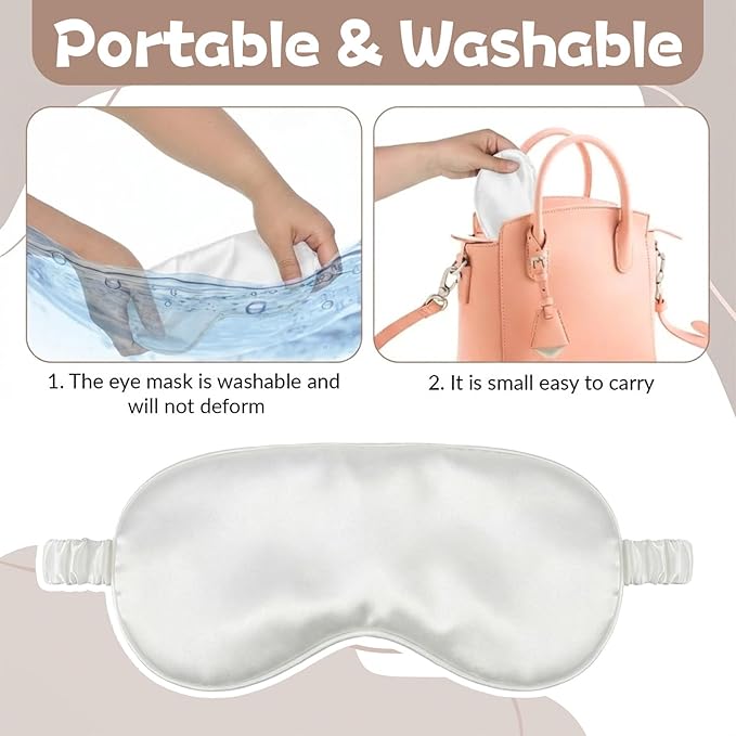 2 Pack Silk Sleep Mask for Men & Wome Silk Eye Mask for Sleeping Block Light Eye Sleep Shade Cover Soft Blindfold Sleep Masks Night Eye Cover for Travel Home Office Gifts