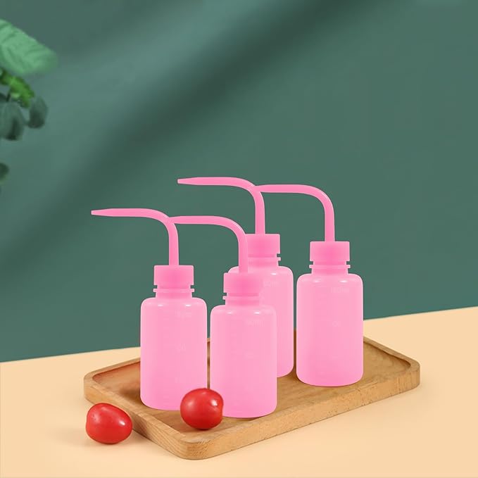 4 Packs Tattoo Wash Bottle Water Squirt Squeeze Diffuser Bottles (Pink, 150ml)