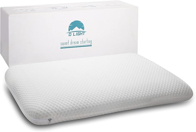 DLIGHT BD Ultra Slim 2.7" Stomach Sleeping Gel Infused Memory Foam Pillow- Ultra Thin and Flat Design for Stomach and Back Sleepers