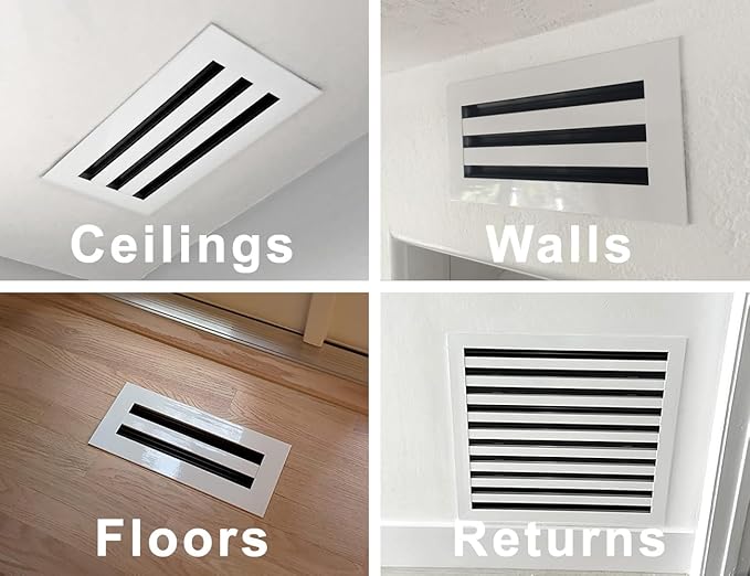 BUILDMART - 10x4 Modern AC Vent Cover - Decorative Black Aluminum Air Vent - Standard Linear Slot Diffuser - Heating and Cooling Register Grille for Ceiling, Walls & Floors - Texas Buildmart