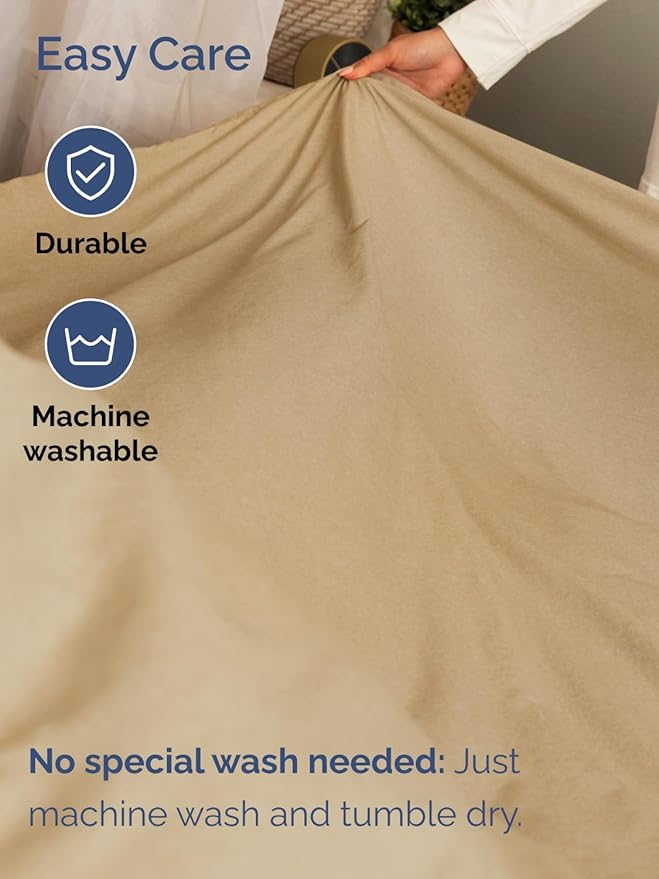 Extra Deep Split King Sheet Set - 5 Piece Breathable & Cooling Bed Sheets - Easily Fits 18 to 24 inch Mattress - Soft, Wrinkle & Fade Free w/ Extra Deep Pockets - Hotel Luxury Bedding - Heathered Tan