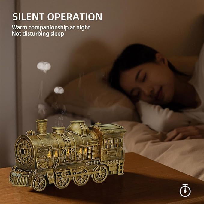 300ML Vintage Steam Train Arom Essential Oil Diffuser RC Humidifier with 270PCS Christmas Train Building Blocks/2-Color LED Light/2 Mist Modes/Standard US Power Supply, Home Decor