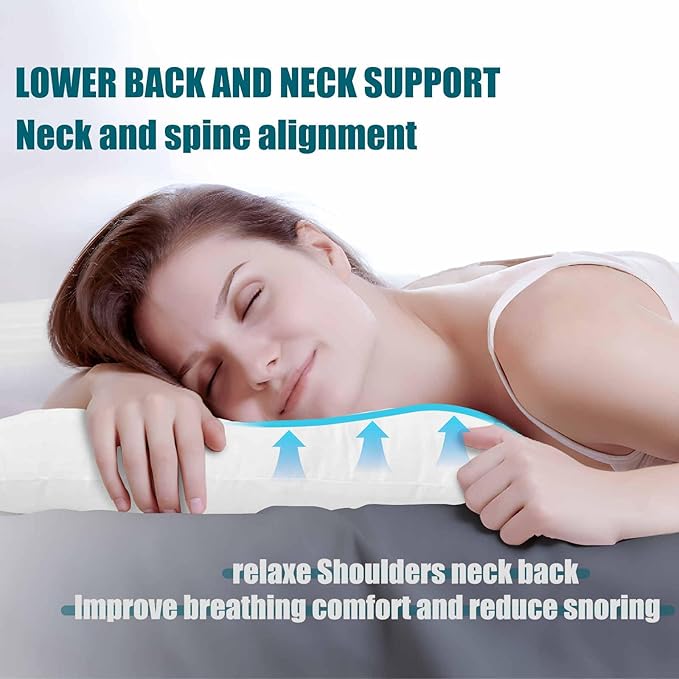 Ultra Flat Thin Pillows for Sleeping Standard Size Set of 2 Pack, 2-1/2" High Slim Bed Pillow for Back Stomach Sleepers Down Alternative Filling Hypoallergenic White 18x26 in