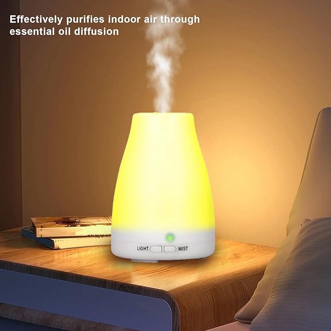 Yoidesu Mini Essential Oil Diffuser Wood Grain 100ml with Auto Spray Portable for Bedroom Office, Waterless Shut Off, Gift
