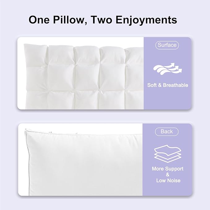 YOUR MOON Pillows Queen Size Set of 2, Soft Support Queen Pillows 2 Pack for Bed, Fluffy Down Alternative Pillow, Luxury Hotel Gel Pillow for Side Sleeping (White)