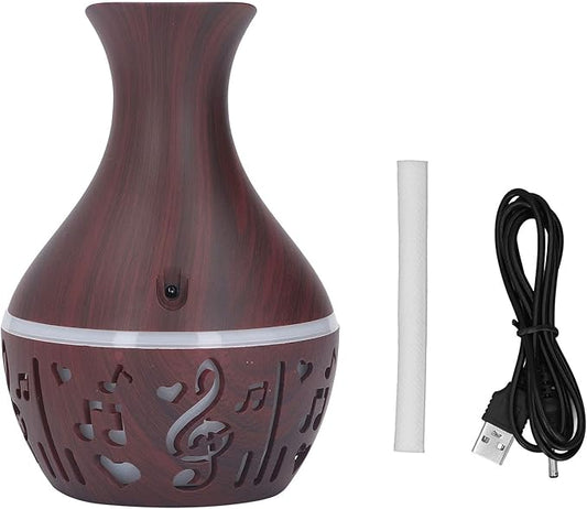 Aromatherapy Diffuser USB Powered 300ml Wood Grain Ultra Quiet Essential Oil Diffuser with LED Night Light Auto Shut Off for Home Office Hotel