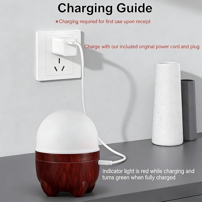 Marchred 150ml Cordless Essential Oil Diffuser with 7H Rechargeable Battery-Powered, Small Aromatherapy Diffuser and 7 LED Color Light for Home Desk Bedside and Travel