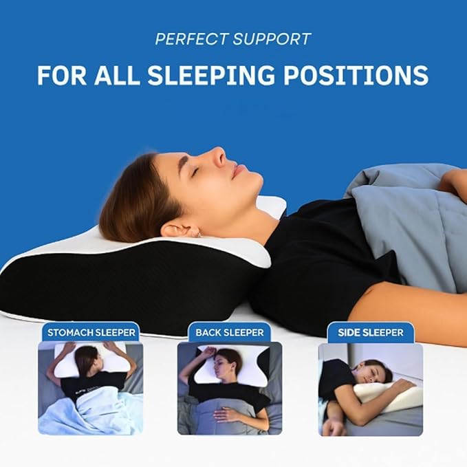 Premium Relief Pillow, 2026 New 2-in-1 Ergonomic Pillow with Case, Adjustable Memory Foam Supports Pillows, Orthopedic Bed Pillows for Side Back Stomach Sleeper (1PC-Black)