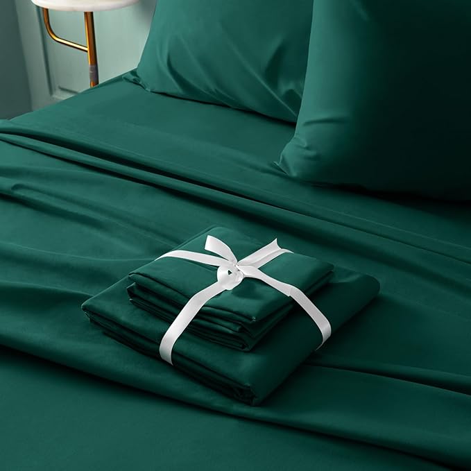 BYSURE 6 Pieces Bed Sheets Set(King, Dark Forest Green) - Hotel Luxury Super Soft 1800 Thread Count 100% Microfiber Sheets with Deep Pockets, Wrinkle & Fade Resistant