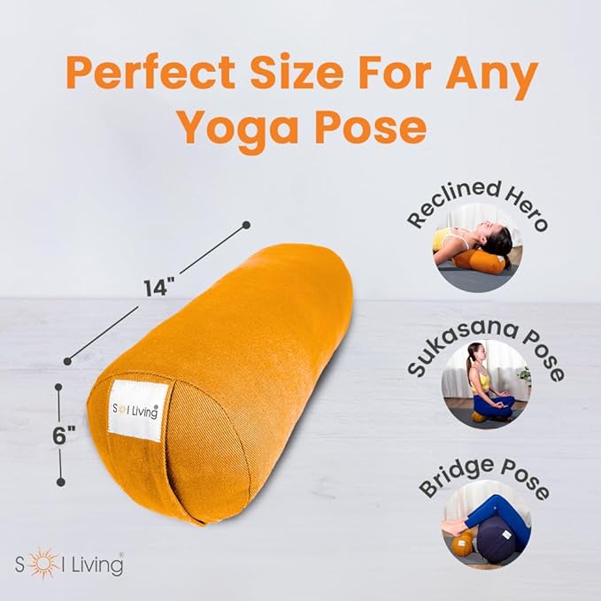 Sol Living Yoga Bolster Pillow Rectangular Meditation Cushion Cotton Meditation Accessories for Restorative Yoga Meditation Pillow Yoga Pillow Firm Body Pillow Bolster Pillow for Legs Removable Cover