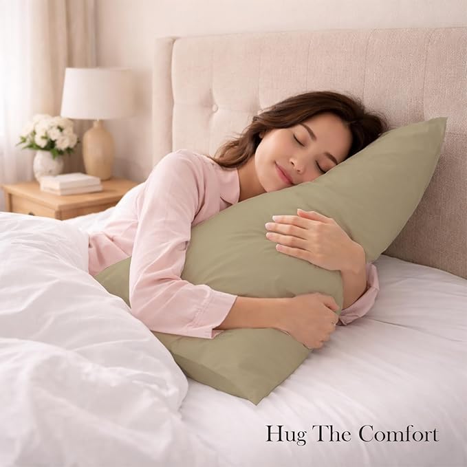 400 Thread Count 100% Egyptian Cotton Queen Size Pillowcases Set of 4, Soft & Breathable Sateen Weave, Envelope Closure, Hotel Luxury Bed Linen, Durable & Fade Resistant, 20"x30", Beige