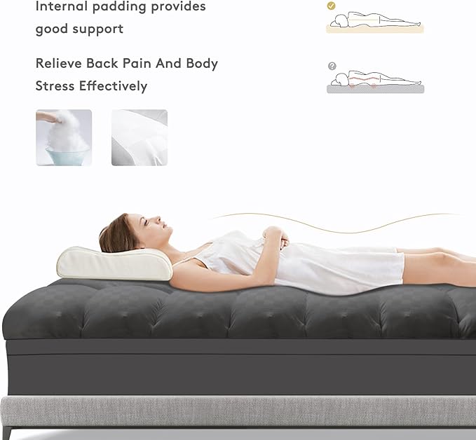 SameBed Mattress Topper Cal King,Extra Thick Mattress Pad Cover for Back Pain,Cooling Mattress Protector with 8-21 Inch Deep Pocket,Overfilled Down Alternative Filling,Grey
