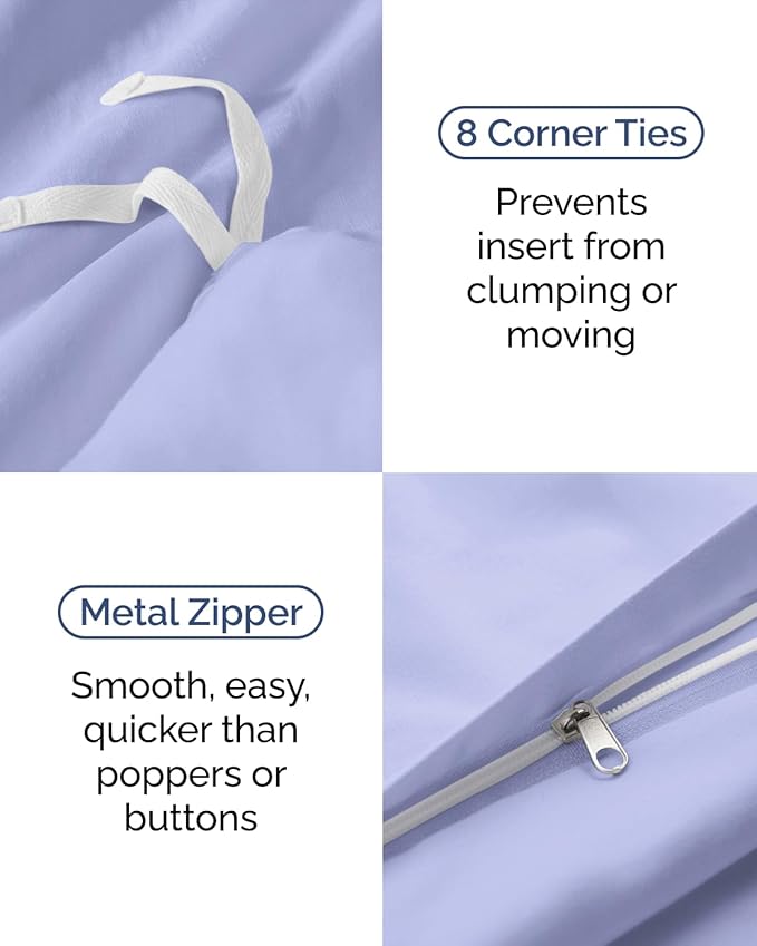 Duvet Cover Twin/Twin XL Size Set - Extra Soft Twin/Twin XL Duvet Cover 68" x 90" with 1 Pillow Sham - Hotel Luxury, Easy Care, Fade Free with Zipper Closures & Ties - Comfy & Breathable (Lavender)