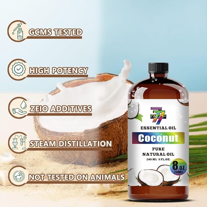 Coconut Essential Oil - Coconut Oils for Diffusers, Humidifiers, DIY Candles, Soap, Cleaning, Home, Office, Yoga, Massage, Gifts - 8 fl oz (240 ml) - GV77ZF