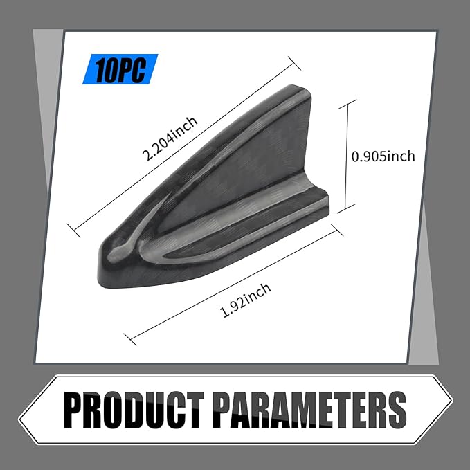 UGSHY 10 PCS Car Small Shark Fin Decorative Antenna, 2.06" x 0.9" x 0.86" Air Vortex Generator Diffuser Spoiler Antenna, Self-Adhesive Roof Wing Trim Accessory, Universal for Car (Carbon Fiber Black)