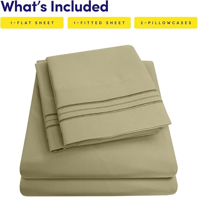 1500 Supreme Collection Full Sheet Sets Sage Green - Luxury Hotel Bed Sheets and Pillowcase Set for Full Mattress - Extra Soft, Elastic Corner Straps, Deep Pocket Sheets, Full Sage Green