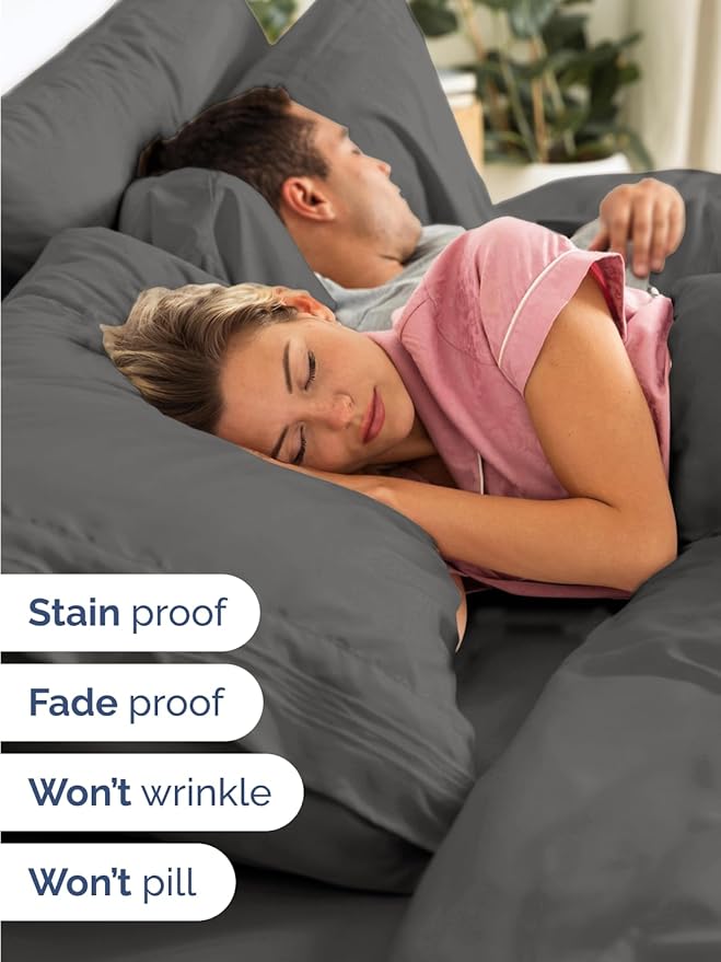 Extra Deep Split King Sheet Set - 7 Piece Breathable and Cooling Sheets - Hotel Luxury Bedding for Women, Men, Kids & Teens - Easy & Secure Fit - Soft and Wrinkle Free - Extra Deep Pockets - Charcoal