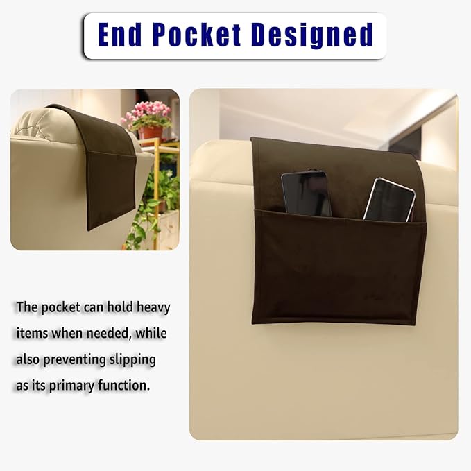 Headrest Pillow with Pearl Cotton Filling - Non-Slip Headrest Cushion for Recliners, Sofas and Loveseats (Chocolate)