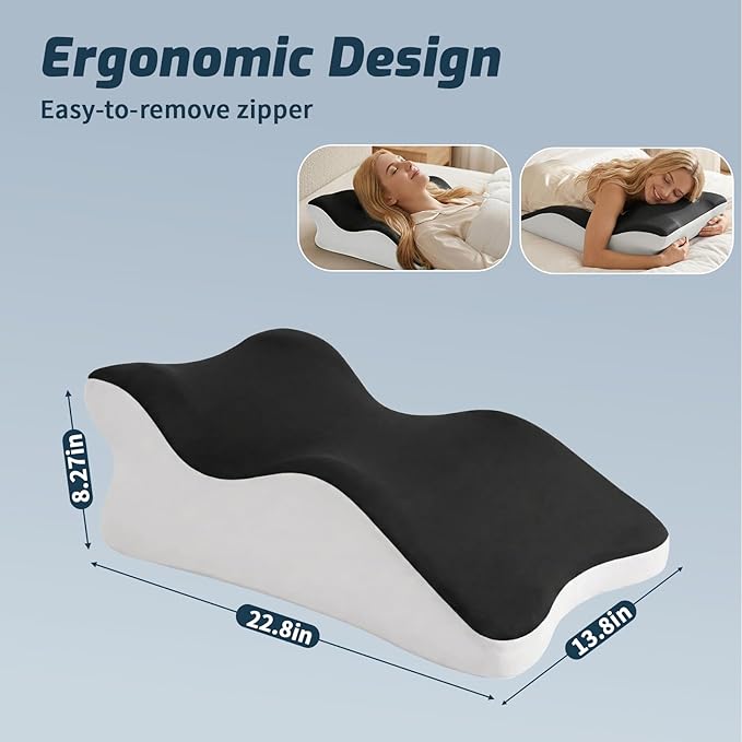 Ergonomic Wedge Prone Pillow,Memory Foam Multi-Functional Bed Pillow,Reading Pillow,Ideal for Bed Breaks,Massage,Reading,Back Support,Sleeping,and Leg Pain Relief