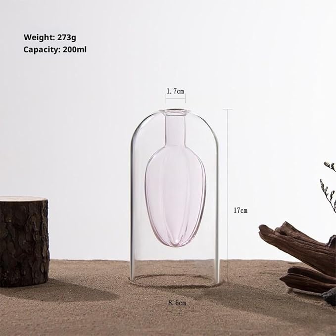 Flameless Glass Aroma Diffuser Bottle with Willow Stems, Natural Reed Diffuser for Home & Office, Elegant Room Decor Gift Set (17cm-Pink)