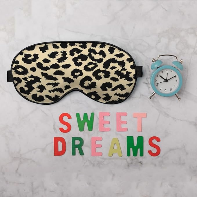 Leopard Eye Mask Sleeping Mask Animal Fur Patches Speckled Plaque Sleep Masks Silky Soft Eye Cover for Women Men Shading Blindfold for Air Travel Sleeping
