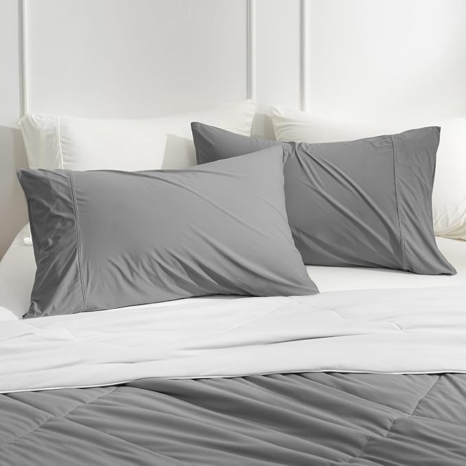 Cozy Bliss Cooling Pillow Cases for Hot Sleepers, Q-Max>0.45, Standard Size Set of 2, Soft & Silky Pillow Covers with Envelope Closure,Gift, Dark Gray, 20x26 Inches