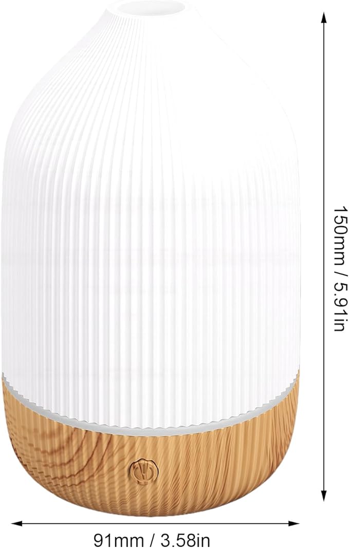 BRRNOO Modern Striped Essential Oil Diffuser, Quiet Ultrasonic Aromatherapy Diffuser for Home, Office, Travel with Tranquil Nightlight, Auto Shut Off