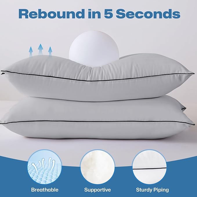 GOHOME Pillows Standard Size Set of 4 - Bed Pillows for Sleeping 4 Pack, Cooling Supportive Hotel Pillows with Premium Soft Down Alternative Fill for Side Stomach and Back Sleepers