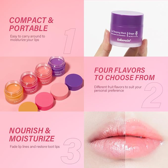 FYEBOO Sleeping Lip Mask, Long-Lasting Nourish & Hydrate, Balm, Oil, Skin Care, Moisturizing Lines Night Sleep Anti-chapped Cream (03# Grapefruit)