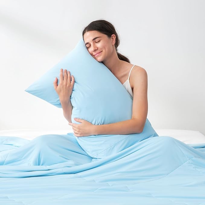 Cozy Bliss Cooling Pillow Cases for Hot Sleepers, Q-Max>0.45, King Size Set of 2, Soft & Silky Pillow Covers with Envelope Closure,Gift, Cool Blue, 20x36 Inches