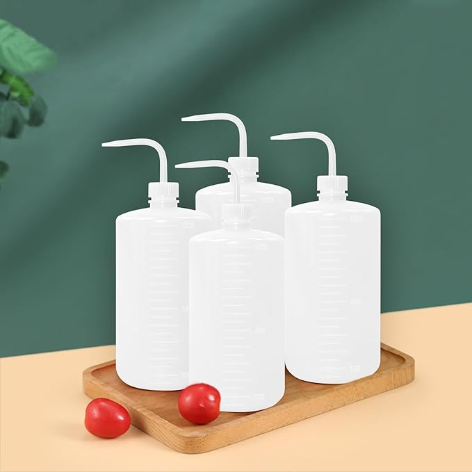4 Packs Tattoo Wash Bottle Water Squirt Squeeze Diffuser Bottles (White, 1000ml)
