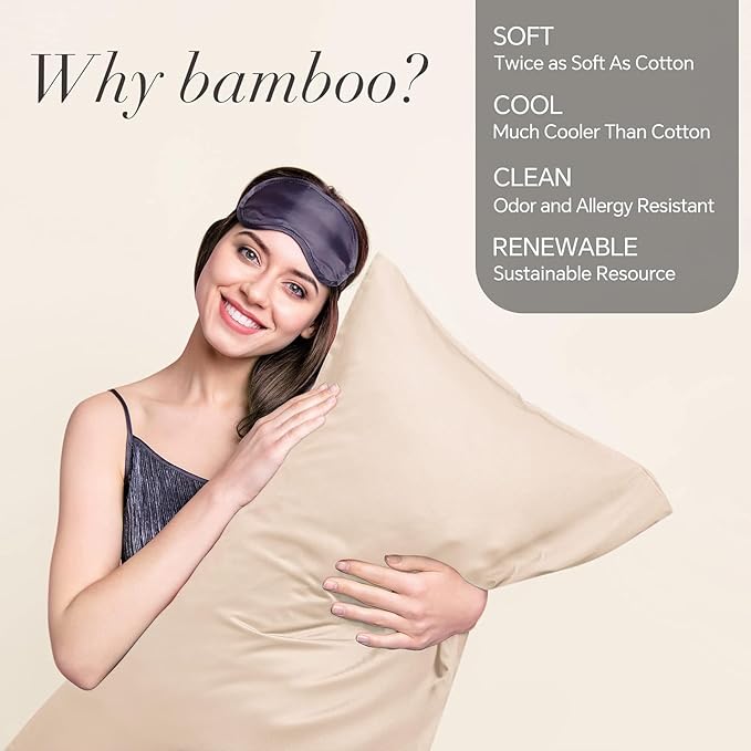 BEDELITE King Size Pillow Cases Set of 2, Rayon Derived from Bamboo, Cooling Pillow Cases for Hot Sleepers & Night Sweats, Breathable and Silky Soft Envelope Pillowcases(Taupe, 20"x36")