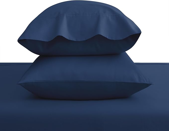100% Egyptian Cotton Pillow Cases Set of 2, Queen Size 400 Thread Count Cooling Pillowcases, Soft and Breathable Pillow Covers with Envelope Closure, 20x30 Inches (Queen, Navy Blue)