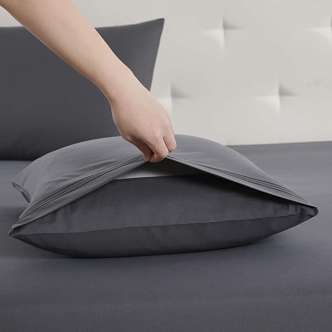 Clara Clark King Sheets, 6 Piece Set - Hotel Luxury Sheets for King Size Bed, Super Soft Bedding Set, King Size, Charcoal Gray
