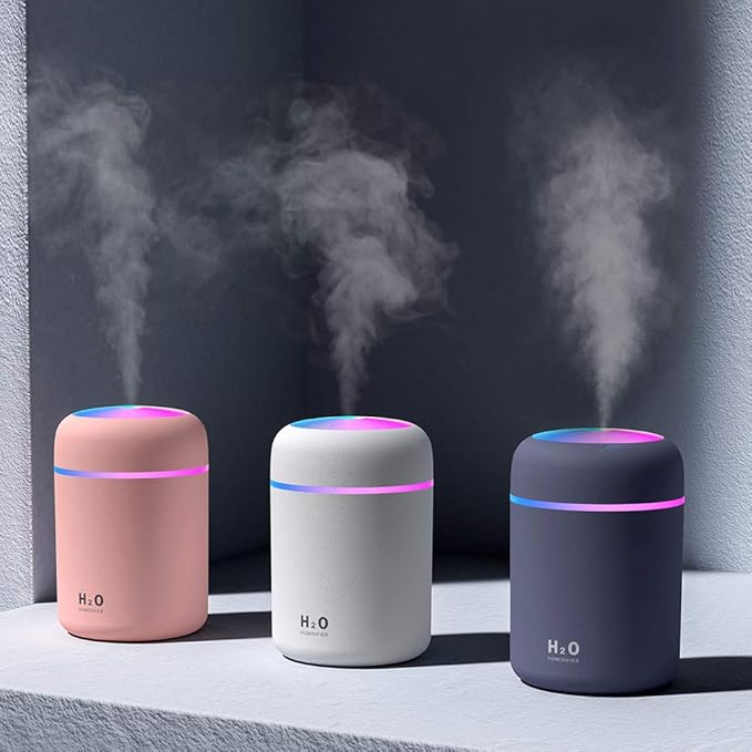 Colorful Cool Mini Humidifier,Essential Oil Diffuser Aroma Essential Oil USB Cool Mist Humidifier,2 Adjustable Mist Modes, Super Quiet,for Car,Office,Bedroom(Navy)