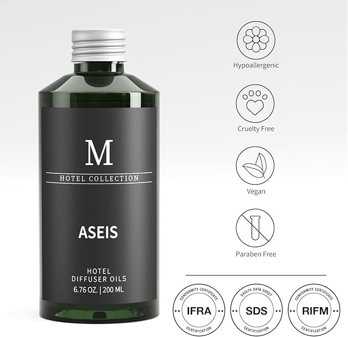 Hotel Collection Diffuser Oil- 6.76 Fl Oz/200ML-ASEIS,Luxury Essential Oils for Diffuser Refill & Machines,Bigger Bottle, Bolder Aroma, Longer Lasting