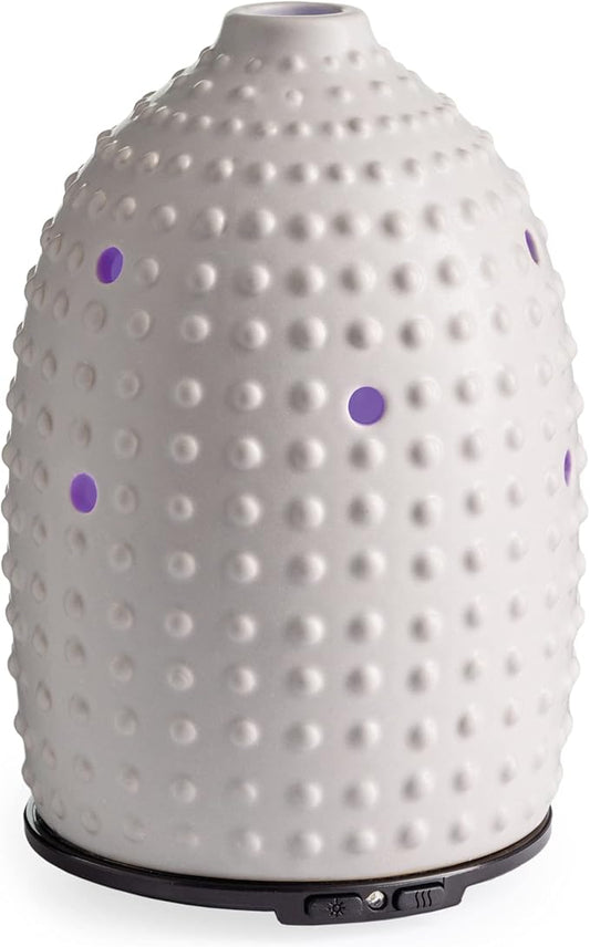 Airome Gray Hobnail Medium Essential Oil Diffuser|100 mL Humidifying Ultrasonic Aromatherapy Diffuser 8 Colorful LED Lights, Intermittent & Continual Mist, Auto Shut-Off