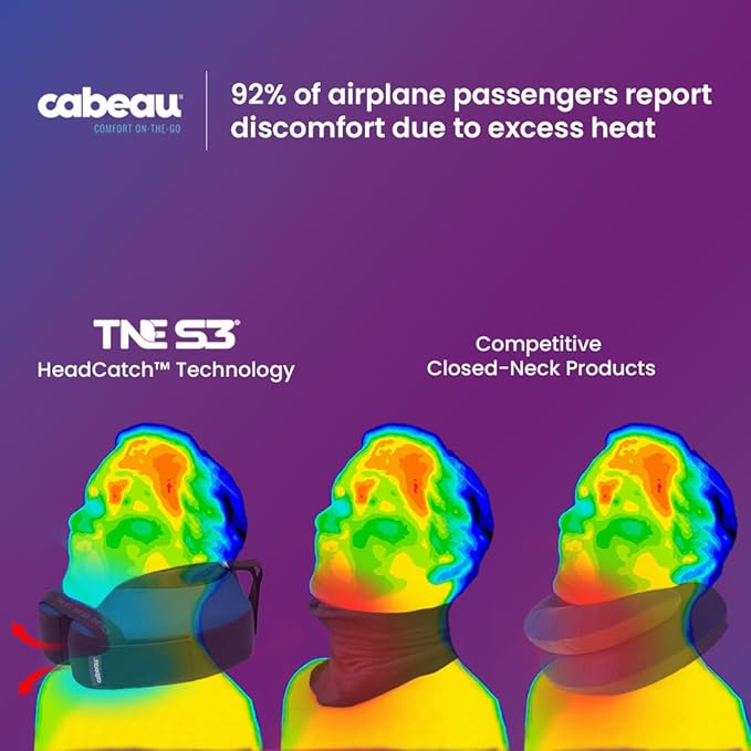 Cabeau Travel Neck Pillow for Airplanes The Neck's Evolution, TNE S3 Supportive Memory Foam Design for Long Haul Flights Attachable Seat Straps and 360 Support (Paris Lavender)