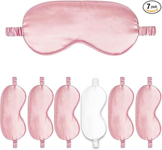 7PACK Satin Eye Mask Silk Sleep Masks Silky Blackout Eyes Covers Sleeping Blindfold Eyeshade Wedding Bridal Gift Travel Naps