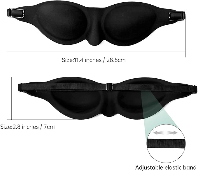Moisture Chamber Sleep Mask for Dry Eyes, Reusable & Soft Silicone, One Size Fits Most – Lightweight Comfort for Insomnia, Travel & Meditation (Black)