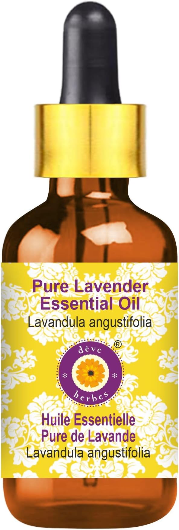 Deve Herbes Pure Lavender Essential Oil (Lavandula angustifolia) (Made in France) with Glass Dropper Steam Distilled 5ml (0.16 oz)