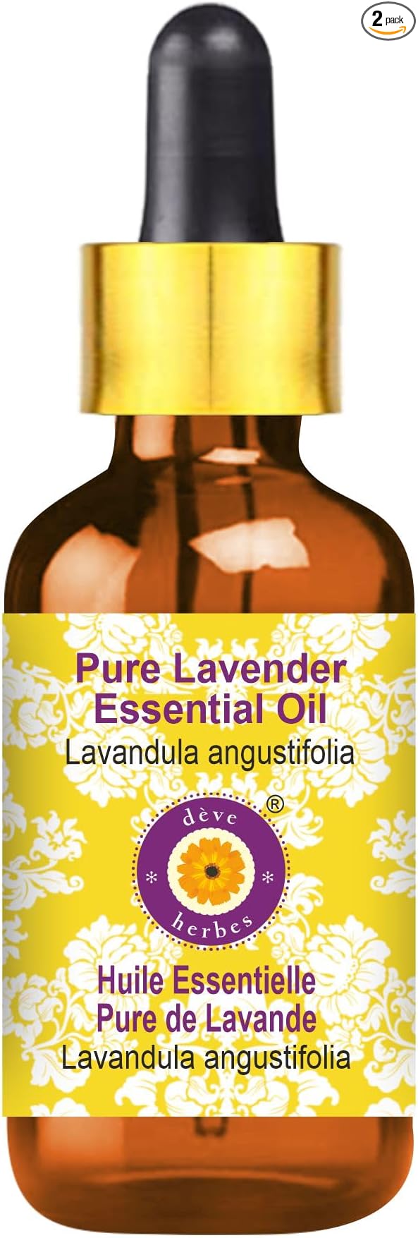 Deve Herbes Pure Lavender Essential Oil (Lavandula angustifolia) (Made in France) with Glass Dropper Steam Distilled 5ml (0.16 oz)