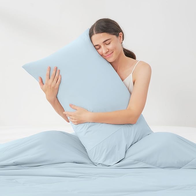 Cozy Bliss Cooling Pillow Cases for Hot Sleepers, Q-Max>0.45, Standard Size Set of 2, Soft & Silky Pillow Covers with Envelope Closure,Gift, Blue, 20x26 Inches
