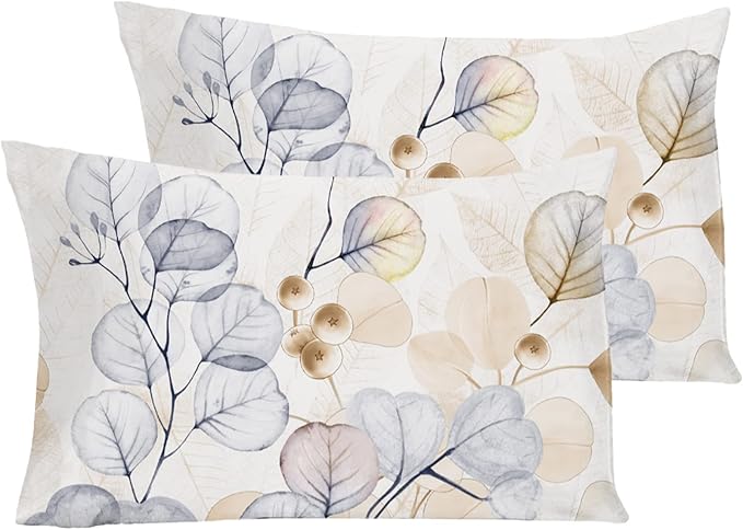 YIYEA King Size Pillow Cases Set of 2, Ultra Soft Double Brushed Microfiber Pillowcases King, Floral Bed Pillow Covers, Fade Resistant, Easy Slip-On (20"x36")